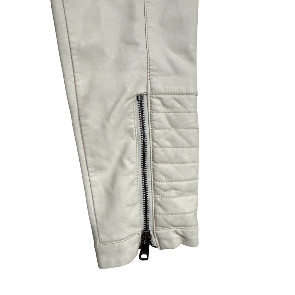 Black Rivet Womens Quilted Faux Leather Moto Jacket Cream Off-White Size L - Picture 6 of 8